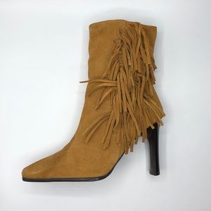 Worn Once Predictions Tan Leather Fringe Booties